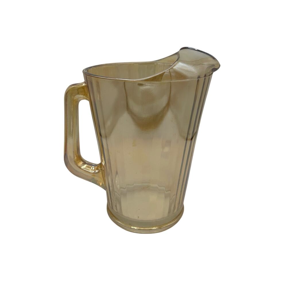 Vtg Carnival Glass Pitcher Jeanette Marigold Orange 8.5" Irredescent Lusterware